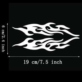 2 Pair 2.4 x 7.5 Inch Sliver Flame Car Stickers Modified Flames Stickers Bumper Stickers Rearview Mirror Head Cover Stickers to Block Scratches Multicolor for Vehicle/Motorcycle