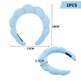 Sponge Headbands, Soft Hair Band for Women and Girls, Fashion Headband, Thin Hair Accessories, Head Wrap for Spa, Washing, Face, Makeup (Blue)