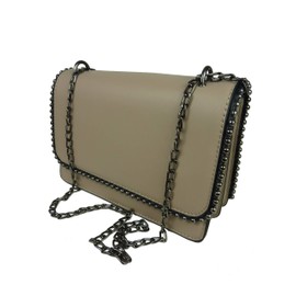 JB - Women's Handbag Chain - Shoulder Bag Imitation Leather - Chain Handle Black Chrome Shoulder Bag - Evening Bag Fashionable Women's Handbag Fashion - Going Out Bag Suitcase Bag, Beige Khaki, S,