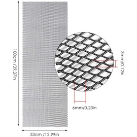 Aluminium Mesh Grille, 100 x 33 cm, Black Universal Racing Grille Vent Tuning Bumper Accessories, Diamond-shaped Grille for Bumper, Body Kit, Hood Ventilation, Vehicle (3 x 6 mm)
