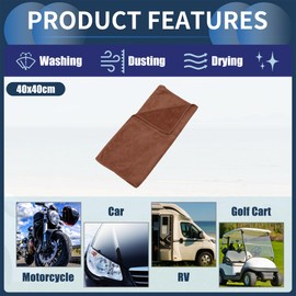 INFINAUTO Cleaning Cloths Towel,Car Drying Plush Cloth Absorbent Microfiber Coffee,3pcs 420g/㎡ 40x40cm
