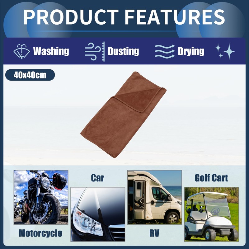 INFINAUTO Cleaning Cloths Towel,Car Drying Plush Cloth Absorbent Microfiber Coffee,3pcs