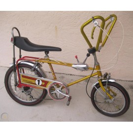 Sears Screaner 1960s Sears Screamer 2  muscle banana bicycle chainguard decal gold background