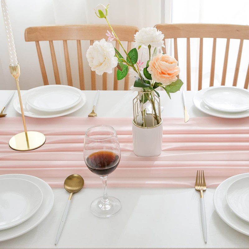 CHUQING Table Runner Pink 70 cm x 3 m Chiffon