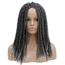 Twist Hair Crotchet Braids Wigs Synthetic Dreadlocks Braids Hair Wig (Salt and Pepper)