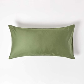 HOMESCAPES Moss Green Organic Cotton King Size Pillowcase 400TC 600 Thread Count sateen Equivalent Housewife Pillow Case