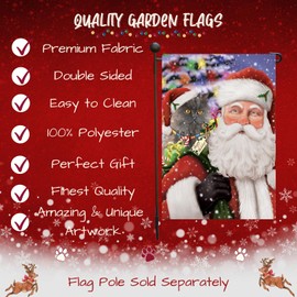 Doggie of the Day Selkirk Rex Cat Garden Flags - Christmas Santa with Presents - Double Sided - Yard Porch Lawn Spring Decorative Gift - Home Decor 12 1/2"w x 18"h - GFLAG52124