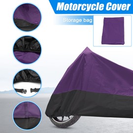 uxcell Motorcycle Cover Motorbike Full Cover Outdoor Rain Cover Waterproof Dust Protector 190T XXXL Purple Black for Harley Davidson Road King Electra Street Glide Tourings Full Dress