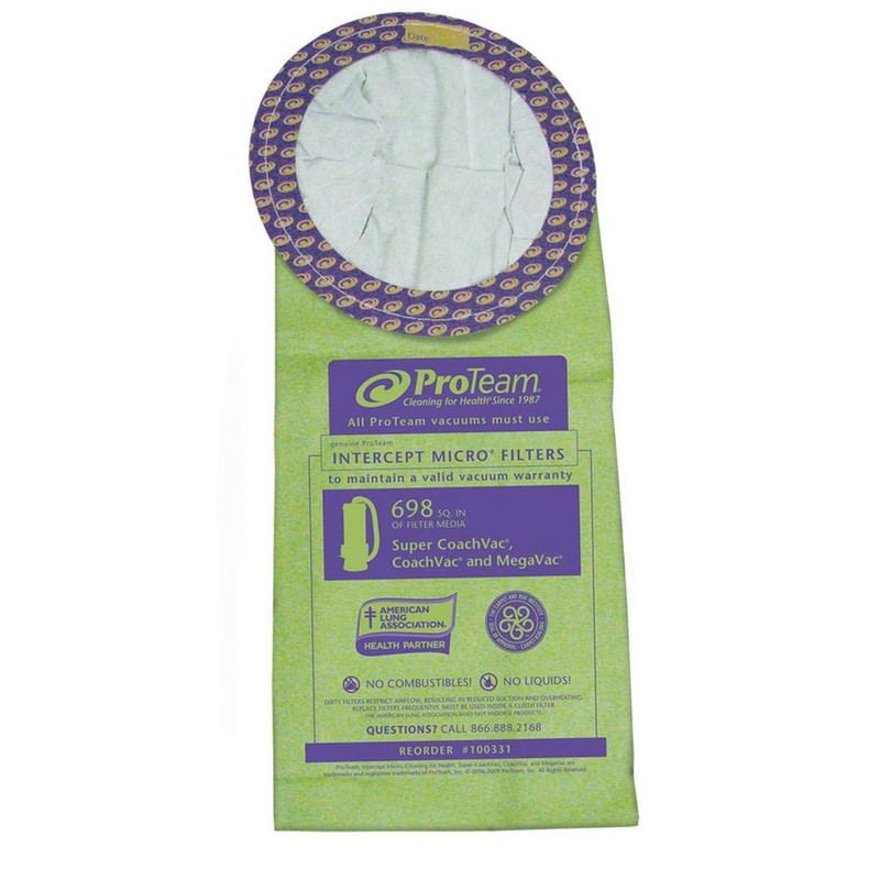 ProTeam 10 Qt. Intercept Micro Filter Bag, Open Collar 10/Pack