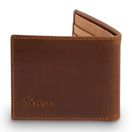 PEGAI Standard Full-Grain Leather Bifold Wallet For Men | Stylish and Secure RFID Blocking Slim Mens Wallet With Credit Card Holder | Edward (Taba)