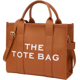 The Tote Bag de piel grande para mujer, TOTEBAG Bolsas de mujer, Bolsa Tote Bag Mujer, Bolso de mano con cierre, para Viajar, oficina, Regalos Adecuado para Mujeres y Chicas (Marrón)