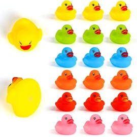 DERAYEE Pack of 18 Rubber Ducky Bath Toys for Children, Float and Squeak Mini Yellow Ducks Bath Toy for Shower, Birthday
