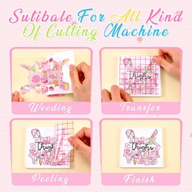 Tintnut Easter Egg Permanent Vinyl, Spring Pastel Pattern Adhesive - 12 Sheets 12"x10", Pink Bunny Prints, Outdoor Compatible with Cricut or Silhouette for Decor Self Sticker