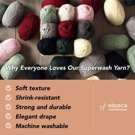 Alpaca Warehouse 100% Pure Wool Yarn Superwash Set of 3 Skeins (300 Grams) DK Weight - Sourced Directly from Peru - Heavenly Soft and Perfect for Knitting and Crocheting (Antique Rose - 6 Skeins)