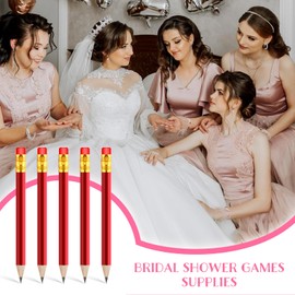 Lusofie 24 Pcs Mini Pencils Golf Pencils With Erasers Bridal Shower Pencils HB Graphite Pencil For Students Designers Architects School Office(Red)