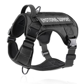 Belababy Tactical Anti Pull Dog Harness Small Medium Large Dog, Soft Adjustable Dog Vest with Velcro Molle Panels, Breathable Military Front Clip Dog Harness for Working Training, Star Black, XL