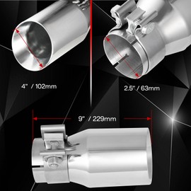 MXA 2.5 to 3 inch Exhaust Tip,2 1/2 Tail Pipe Exhaust Tip for Car, Dual Wall Angle Cut 2.5 inch Exhaust Tips Universal Stainless Steel Exhaust Tip (2.5"x4"x9)