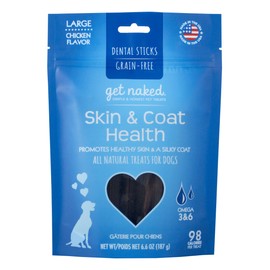 Get Naked Grain Free 1 Pouch 6.6 Oz Skin & Coat Dental Chew Sticks, Large