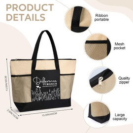 Buryeah 2 Pcs Employee Appreciation Gifts for Women Difference Maker Tote Bag 20 oz Tumbler with Straw Brush Work Anniversary Going Away Farewell Gifts for Boss Manager Lady Coworker(Khaki)