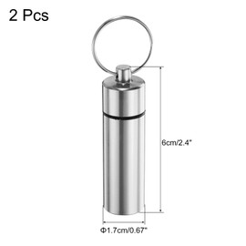 sourcing map 2 Pcs Metal Toothpick Holder, Reusable Toothpick Case Waterproof Toothpick Container with Keychain for Outdoor Picnic Camping Traveling, Silver