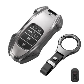 Zeunar for Honda Key Fob Cover with keychain Zinc Alloy Metal Key Fob Case Compatible with 2022 2023 2024 2025 Accord Civic CR-V HR-V Pilot (Round leather buckle)