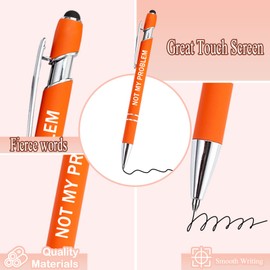 PASISIBICK 12 Pieces Funny Sarcastic Ballpoint Pens, Office Snarky Touch Screen Stylus Pen Encouraging, Black Ink (12 Color,Negative)