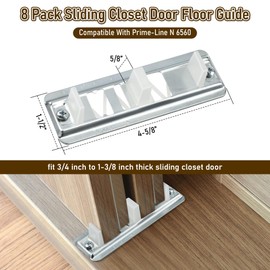 Enhon 8 Pack Sliding Closet Door Floor Guide Compatible with Prime-Line N 6560, Stamped Steel Sliding Closet Door Hardware, Adjustable Bypass Door Track Floor Mount Guide Fits 3/4" to 1-3/8" Doors