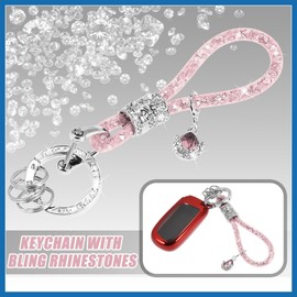 A ABSOPRO Car Faux Crystal Keychain Ring Key with Bling Rhinestones Pink Item Replacement