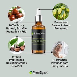 Aceite de Jojoba Orgánico 100 Puro y Natural - Virgen, prensado en frío, sin refinar, sin aditivos ni químicos - Ideal para rostro, cuerpo y cabello,