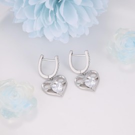 Infinity Heart Earrings for Women - Sterling Silver Heart-Shaped Dangle Hoop Earrings Hypoallergenic Cubic Zirconia Love Heart Infinite Hoop Charms Earring Dainty Sparkle Jewelry Gift for Her Wife Mom