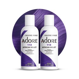 Adore Adore Semi Permanent Hair Color - Vegan and Cruelty-Free Purple Hair Dye - 4 Fl Oz - 113 African Violet (Pack of 2)