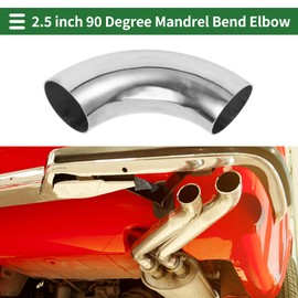 Motoforti 2.5" Inch OD 90 Degree Mandrel Bend Elbow Car Modified Exhaust Pipe Tubing 1.2mm/18GA Thickness 304 Stainless Steel Bend Tube Stair Handrail Piping 63x230x1.2mm