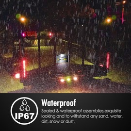 Partsam Submersible Under 80" LED Trailer Light Kit,Square Stop Turn Tail RV Truck Lights w/Wire &Bracket,Red/Amber Side Fender Marker Lamps,3rd Brake ID Light Bar for Camper Truck RV Boat Snowmobile