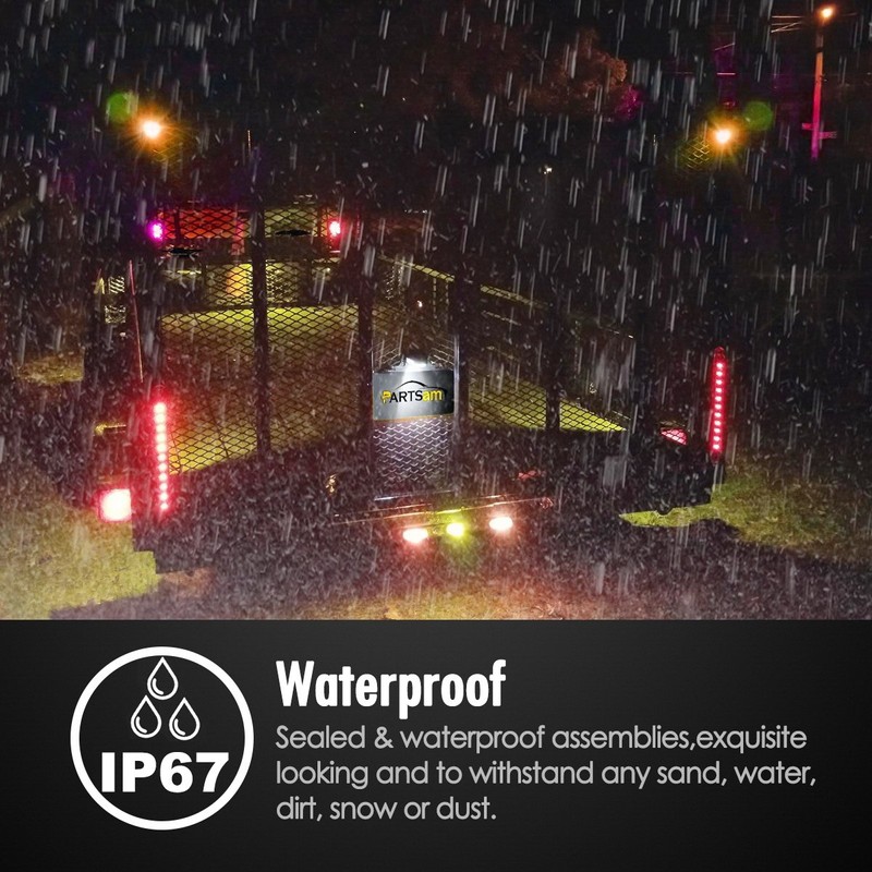 Partsam Submersible Under 80" LED Trailer Light Kit,Square Stop Turn