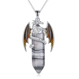 YAFEINI Dragon Necklace Gifts for Women Girls Sterling Silver Opal Dragon Pendant Necklace Jewellery Christmas Birthday Gifts (Dragon necklace-January)