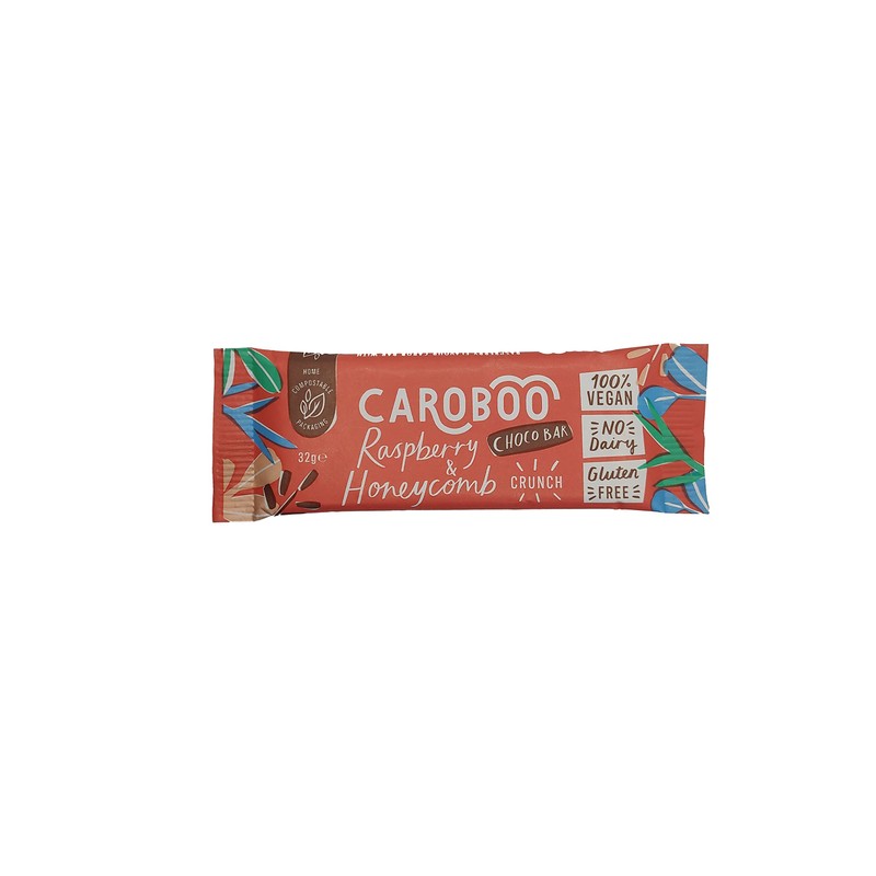 Caroboo Raspberry & Honeycomb ‘Crunch’ Choco Bars | Caffeine-free and