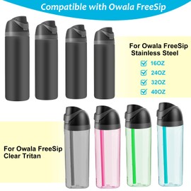 PHULWEL 2 Pack Replacement Lid for Owala Freesip Water Bottle, Compatible with Owala Lid and Cap 16oz 24oz 32oz 40oz, Owala Cup with Straw Brush, Owala Accessories Leak-Proof,BPA-Free（Black）