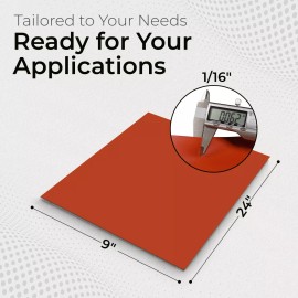 Exactly Rubber Red Silicone Sheet 1/16 x 9 x 24 Inch Rubber Mat Made in USA Gasket Material