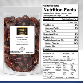 Traina Home Grown California Dried Pitted Dates - Healthy, No Added Sugar, Non GMO, Kosher Certified, Vegan, Packed in Resealable Pouch (2 lbs)