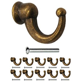 FUXXERÂ® - Antique coat hooks, towel hooks, clothes hooks, iron hooks, brass bronze design, vintage country house, retro, 29 x 20 mm, set of 10