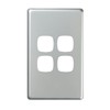 HPM Excel 4 Gang Light Switch Cover Plate, Matt Silver