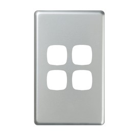 HPM Excel 4 Gang Light Switch Cover Plate, Matt Silver