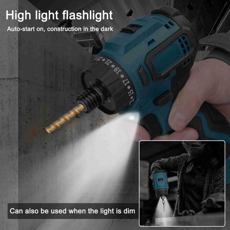 18V Lithium Screwdriver Adjustable 2 Speed Control Modes Multifunctional Repairing