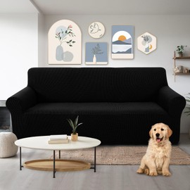 U-NICE HOME Stretch Couch Cover Sofa Cover Sofa Slipcover Furniture Protector for 3 Cushion Couch Sofa Pet Friendly(Sofa, Black)