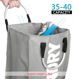 IHOMAGIC 2Set Wäschekorb Faltbar Wäschesack Wäschesammler Reise Wäschetasche Wäschebeutel Kinder Wäschetonne Wäschebox Kinderzimmer Wäschebehälter Aufbewahrungskorb Stoff 33x23x53cm Grau + Schwarz