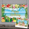 Yeele 7x5ft Happy Birthday Backdrop Tropical Beach Flowers Palm Leaves
