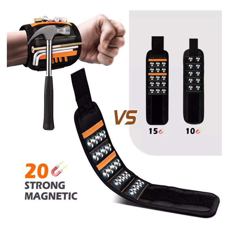 StarFly Pulsera Magnética Con Bolsillo Sujetar Tornillos Clavo Broca