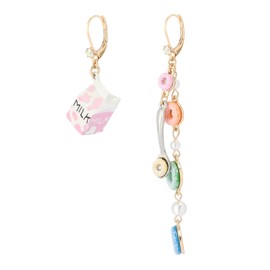 Betsey Johnson Women's Straight A's Cereal & Milk Mismatch Earrings