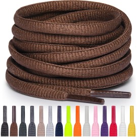 Miscly Oval Athletic Shoe Laces, Multiple Lengths and Colors Available - Brown, 45″ (114 CM)