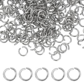 sourcing map 150pcs Open Jump Rings, 5mm Stainless Steel Split O Rings 0.8mm Thick Connector Ring for Bracelet Necklace Pendant Jewelry Keychain DIY Craft Making, Silver